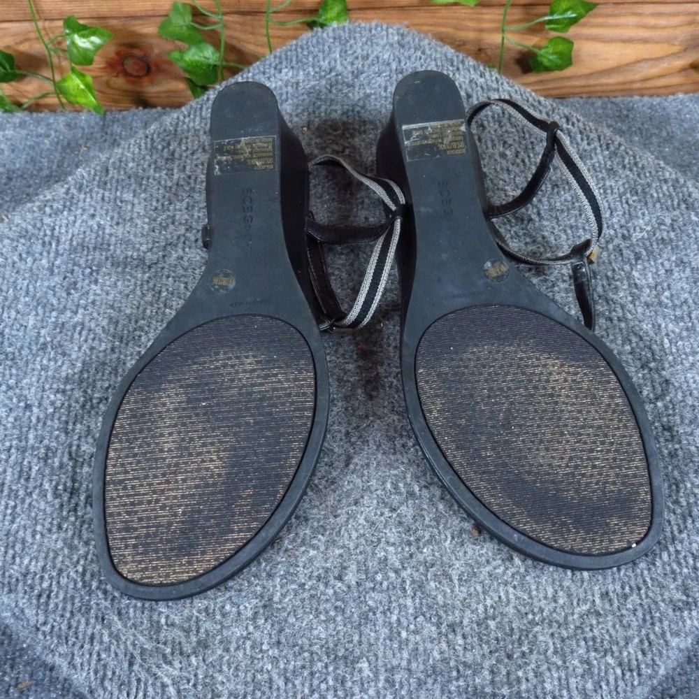 BCBGeneration BG-Jiggy Women Wedge Sandals Size 9.5 Summer Dressy Black Manmade
